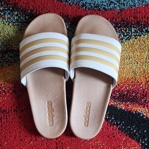 Adidas Women's Tan and White Sandals